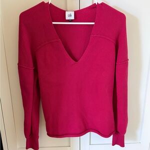 Cabi Vibrant Bold Romantic Pink V-Neck Sweater Women’s Small